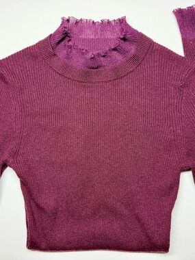 Ted Baker DVANA Burgundy Frill Ribbed Cashmere Blend Jumper Sweater Size 0 XS